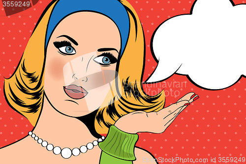 Image of Pop Art illustration of woman with the speech bubble