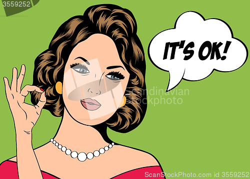 Image of Pop Art illustration of woman with the speech bubble