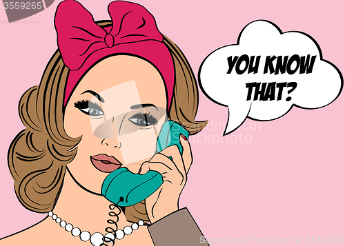 Image of Pop Art illustration of woman with the speech bubble