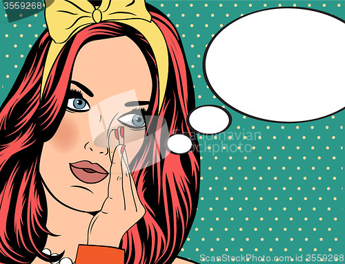 Image of Pop Art illustration of woman with the speech bubble