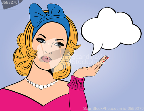 Image of Pop Art illustration of woman with the speech bubble