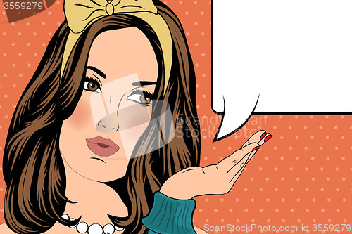 Image of Pop Art illustration of woman with the speech bubble