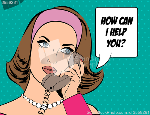 Image of Pop Art illustration of woman with the speech bubble