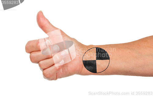 Image of Old woman with arthritis giving the thumbs up sign