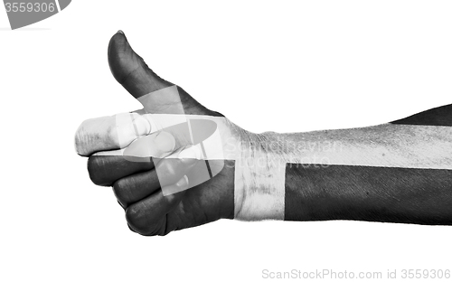 Image of Old woman with arthritis giving the thumbs up sign