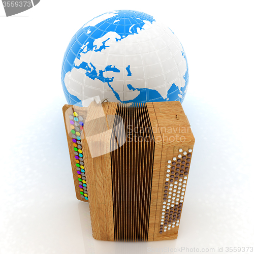 Image of Musical instrument - retro bayan and Earth