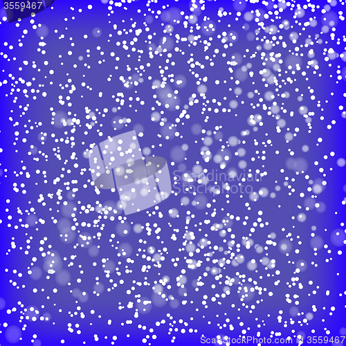 Image of Falling Snow on Blue Background