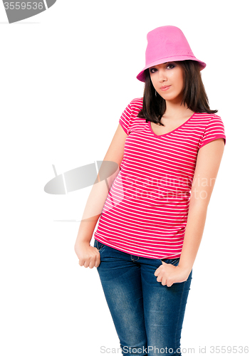 Image of Girl in pink hat