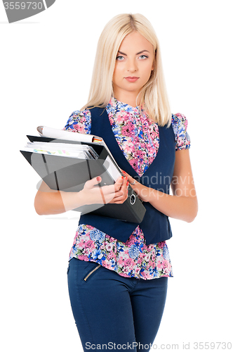 Image of Woman with folders