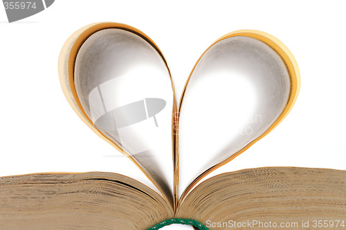 Image of heart shaped leaves of the open book