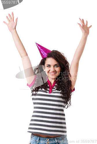 Image of Girl in birthday cap