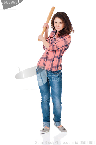 Image of Girl with baseball bat