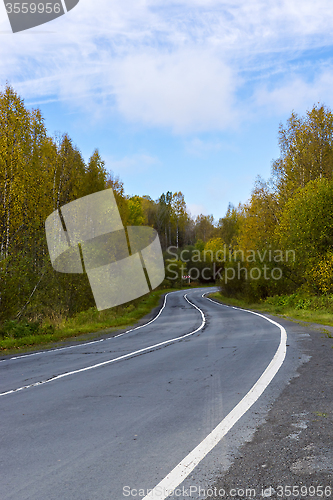 Image of Road in taiga in autumn in Karelia