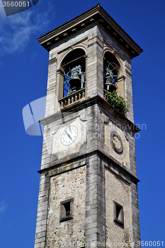 Image of sumirago old  in  italy   the   wall  and church  bell sunny day