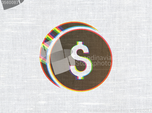 Image of Banking concept: Dollar Coin on fabric texture background