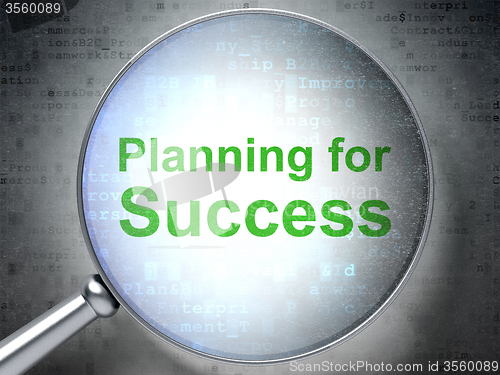 Image of Finance concept: Planning for Success with optical glass