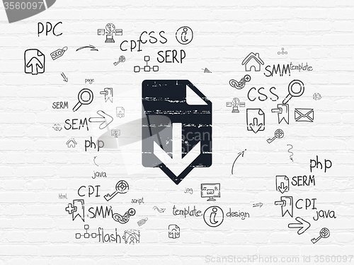 Image of Web design concept: Download on wall background