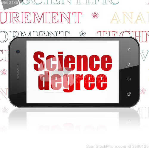 Image of Science concept: Smartphone with Science Degree on display