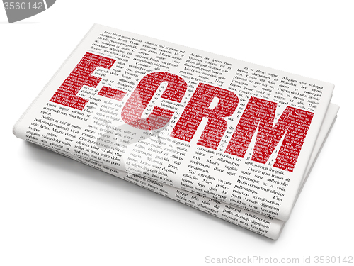 Image of Finance concept: E-CRM on Newspaper background