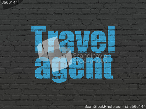 Image of Travel concept: Travel Agent on wall background