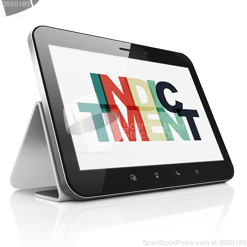 Image of Law concept: Tablet Computer with Indictment on  display