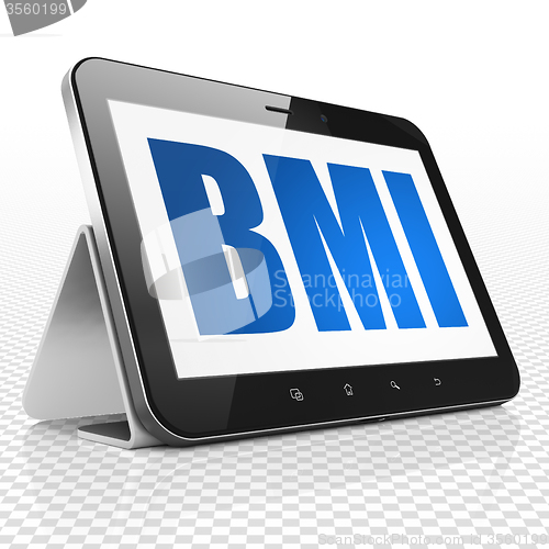 Image of Medicine concept: Tablet Computer with BMI on display