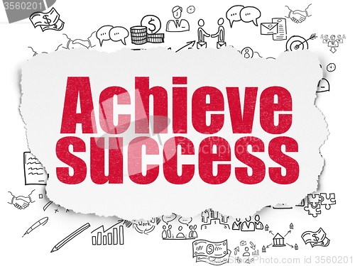 Image of Finance concept: Achieve Success on Torn Paper background