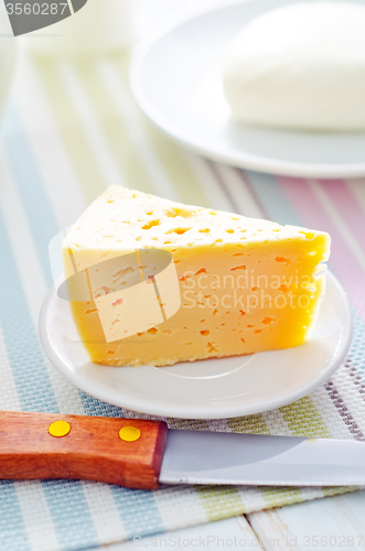 Image of fresh cheese on the white plate