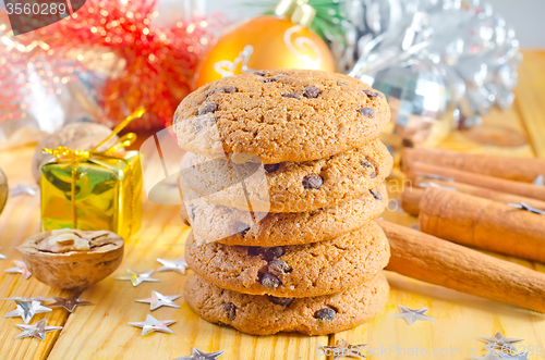 Image of cookies and christmas decoration