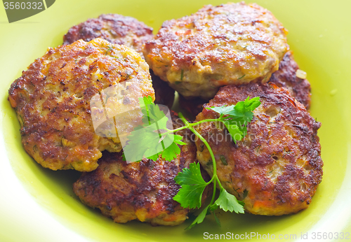 Image of cutlets on the green plate
