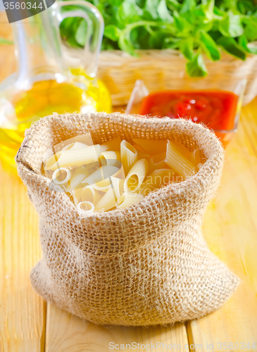 Image of Close-up of assorted pasta in jute bag