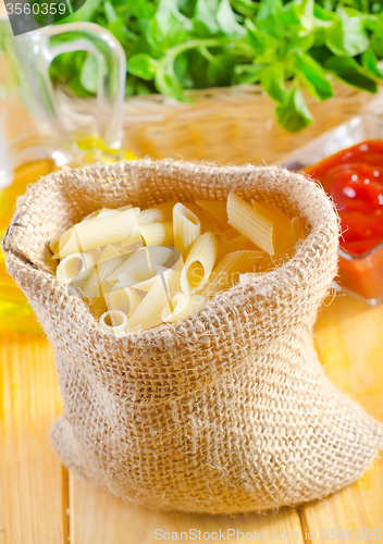 Image of Close-up of assorted pasta in jute bag