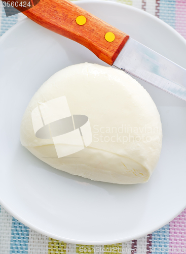Image of fresh cheese on the white plate