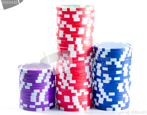 Image of Chips for poker isolation on white background