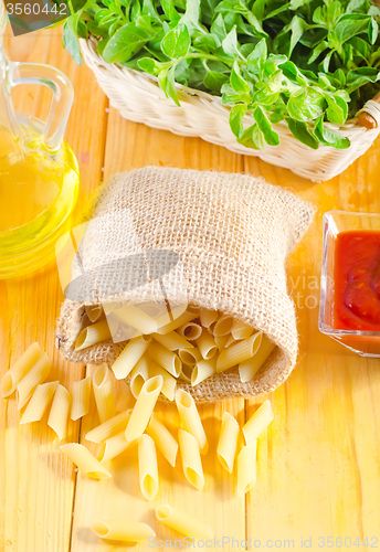 Image of Close-up of assorted pasta in jute bag