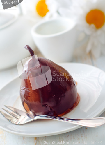 Image of Pear with chocolate, sweet food