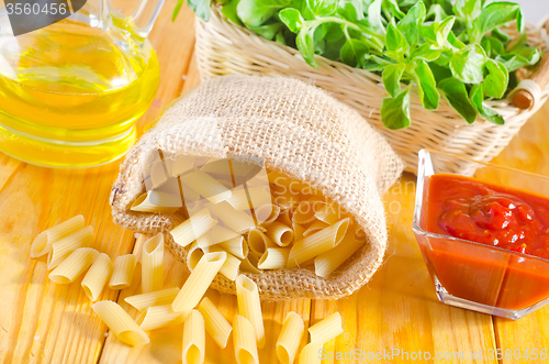 Image of Close-up of assorted pasta in jute bag