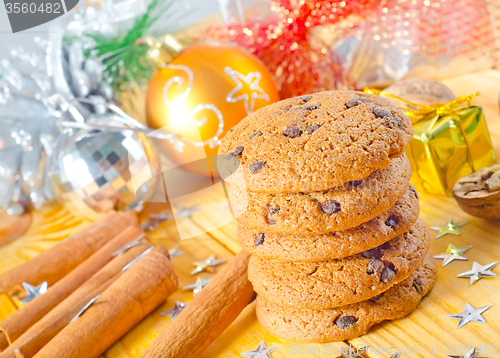 Image of cookies and christmas decoration