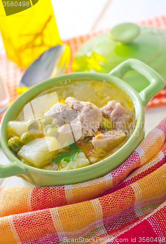 Image of Fresh soup with meat and vegetables