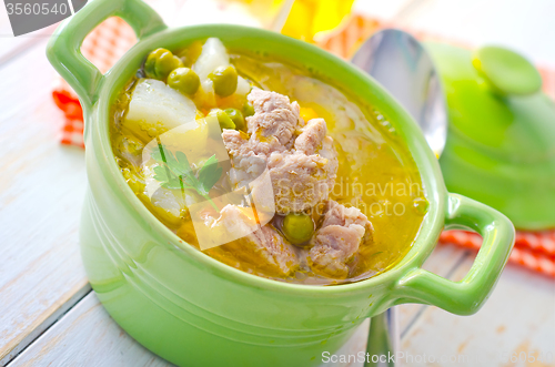 Image of Fresh soup with meat and vegetables