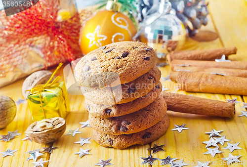 Image of cookies and christmas decoration