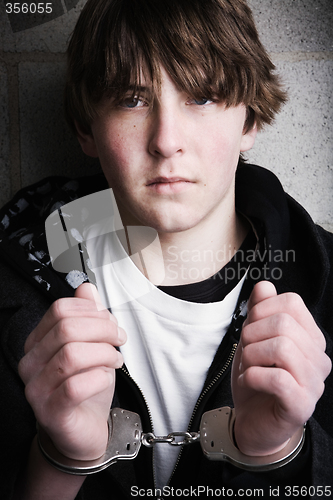 Image of handcuffed teen portrait