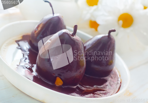 Image of Pear with chocolate, sweet food