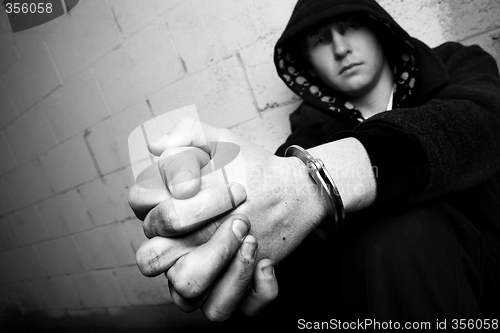 Image of teen in handcuffs
