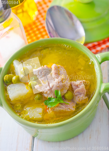 Image of Fresh soup with meat and vegetables