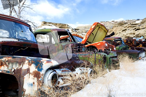 Image of old cars at junkyard