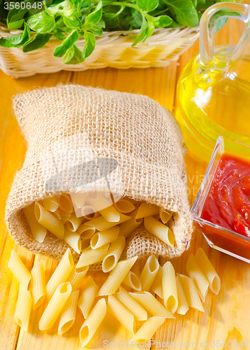 Image of Close-up of assorted pasta in jute bag