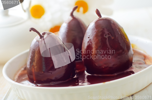Image of Pear with chocolate, sweet food