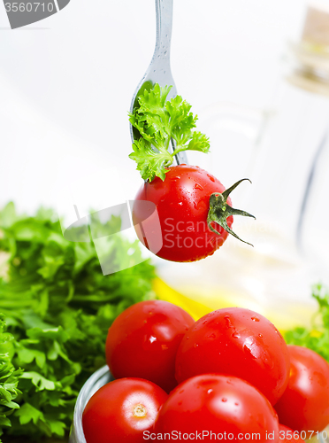 Image of Fresh tomato cherri and green salad