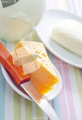 Image of fresh cheese on the white plate